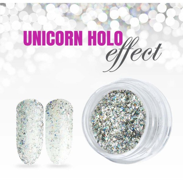 Holografický prášok na nechty - Unicorn