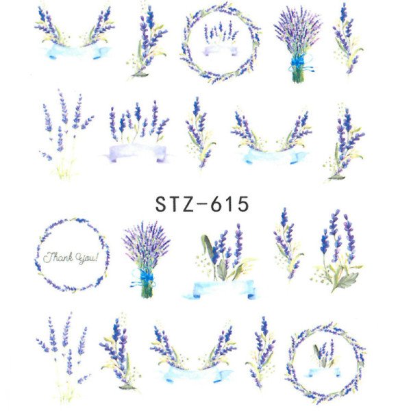 Vodonálepky na nechty motív kvety STZ-615