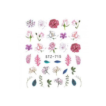 Vodonálepky na nechty motív kvety STZ-715