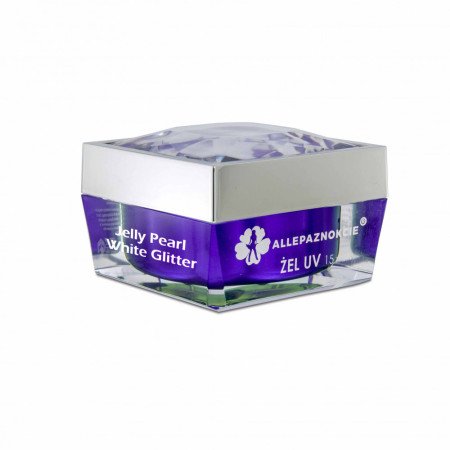 Stavebný uv gél Jelly Pearl White Glitter 15 ml - len za 6.9 Eur | NechtovyRaj.sk - Všetko pre Vašu krásu