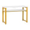 Mimoriadne elegantný minimalistický stôl na manikúruv vbielo zlatej farby s odsávačkou prachu MOMO S41 vnesie do interiéru vášho nechtového salónu luxusný nádych. Kvalitné spracovanie a dobré spracovanie Vás očaria